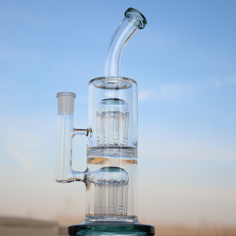 Glass Straight Water Pipe w/ Dual Arm Percolators 10.6"