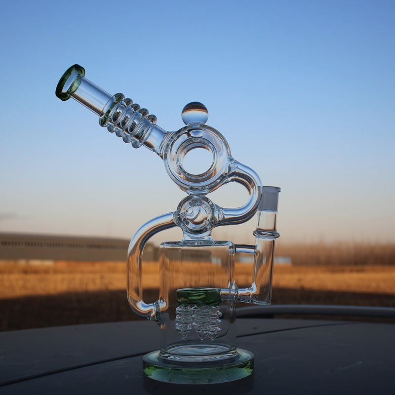 Recycler Style Water Pipe w/ Dual Percolator 11.5"