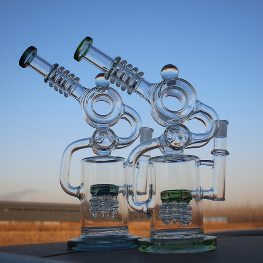 Recycler Style Water Pipe w/ Dual Percolator 11.5"