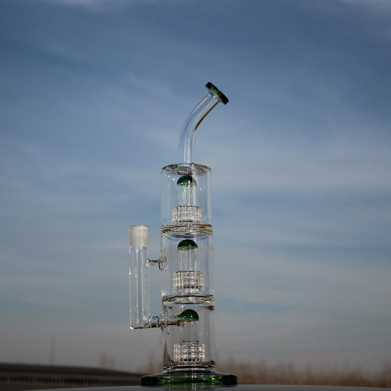 Triple Matrix Percolator Glass Water Pipe 15"