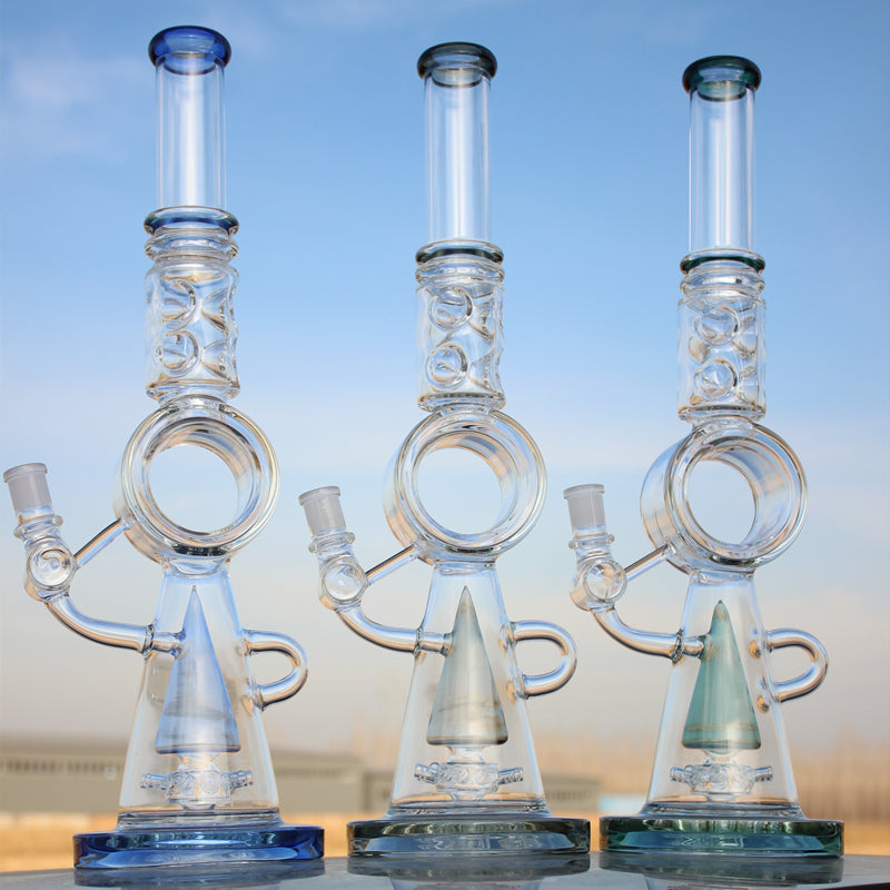 Recycler Style Donut Percolator Glass Water Pipe 18.5"