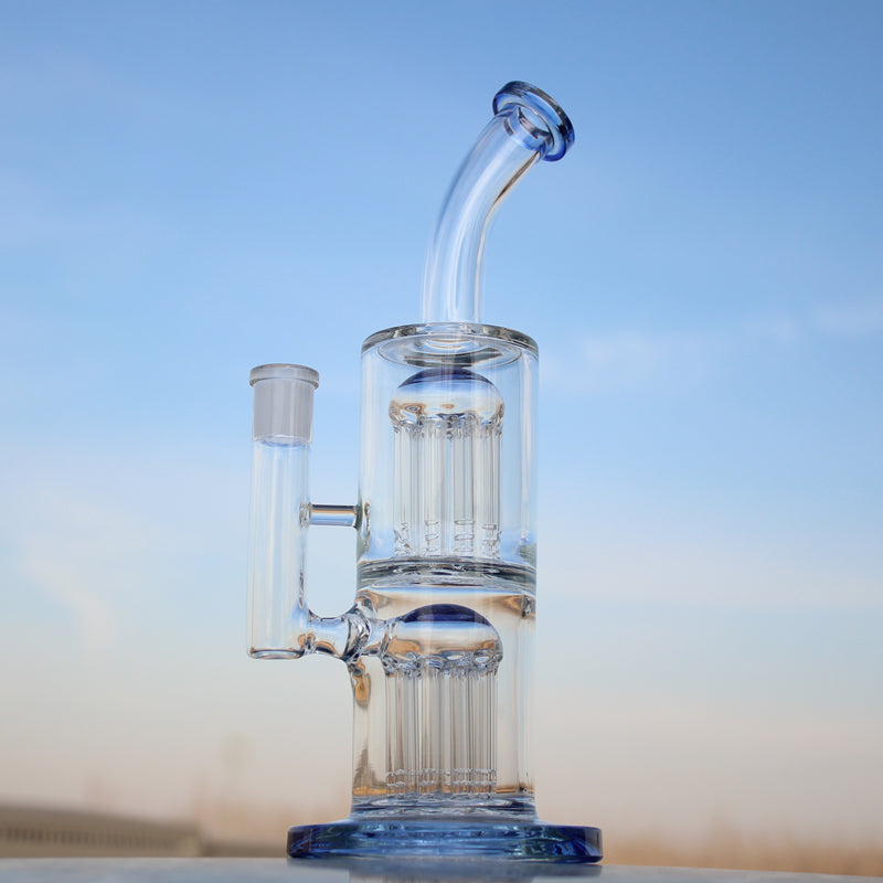 Glass Straight Water Pipe w/ Dual Arm Percolators 10.6"