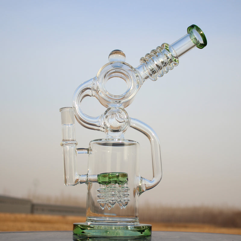 Recycler Style Water Pipe w/ Dual Percolator 11.5"