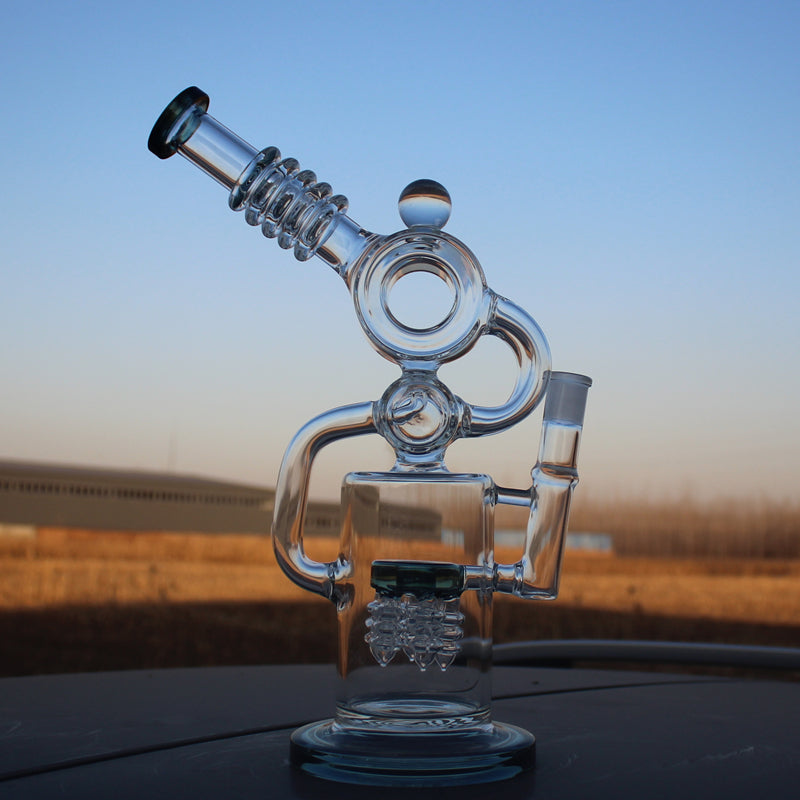 Recycler Style Water Pipe w/ Dual Percolator 11.5"