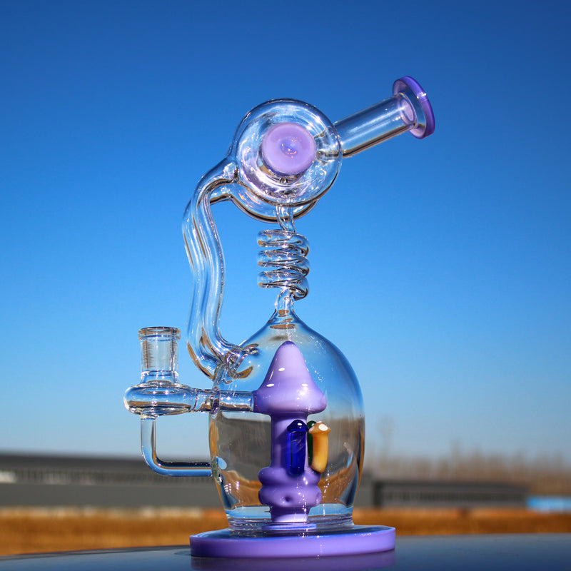 Spiral Mushroom Recycler Water Pipe w/ Circ Perc 11"