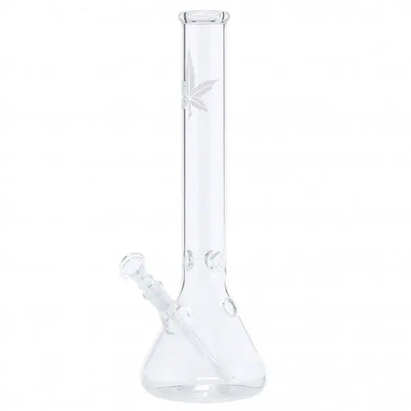 Hemp Leaf Beaker Glass Water Pipe 14"