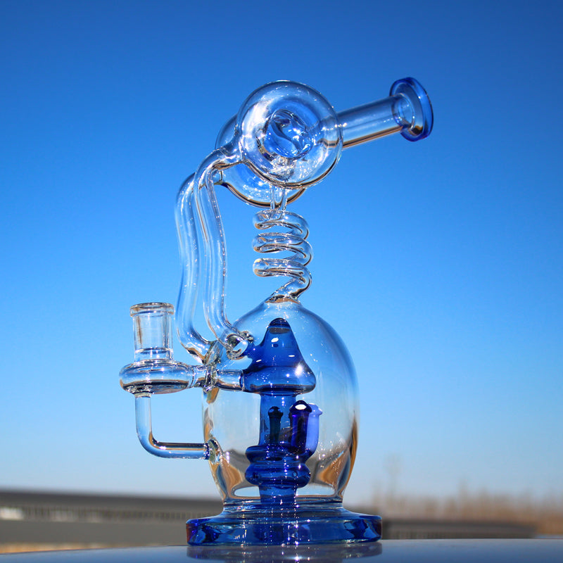 Spiral Mushroom Recycler Water Pipe w/ Circ Perc 11"