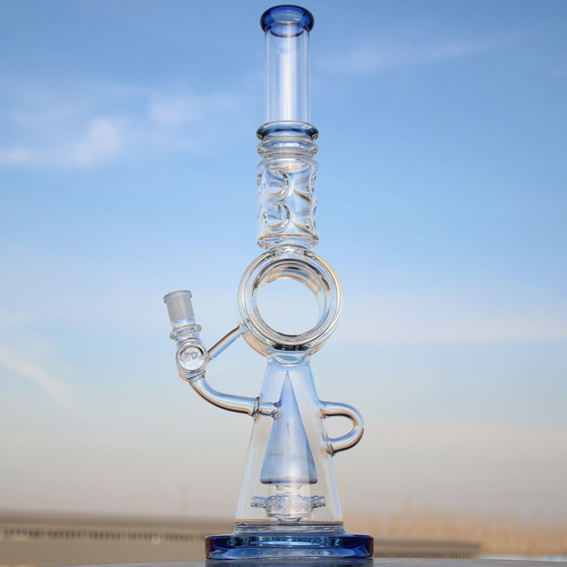 Recycler Style Donut Percolator Glass Water Pipe 18.5"